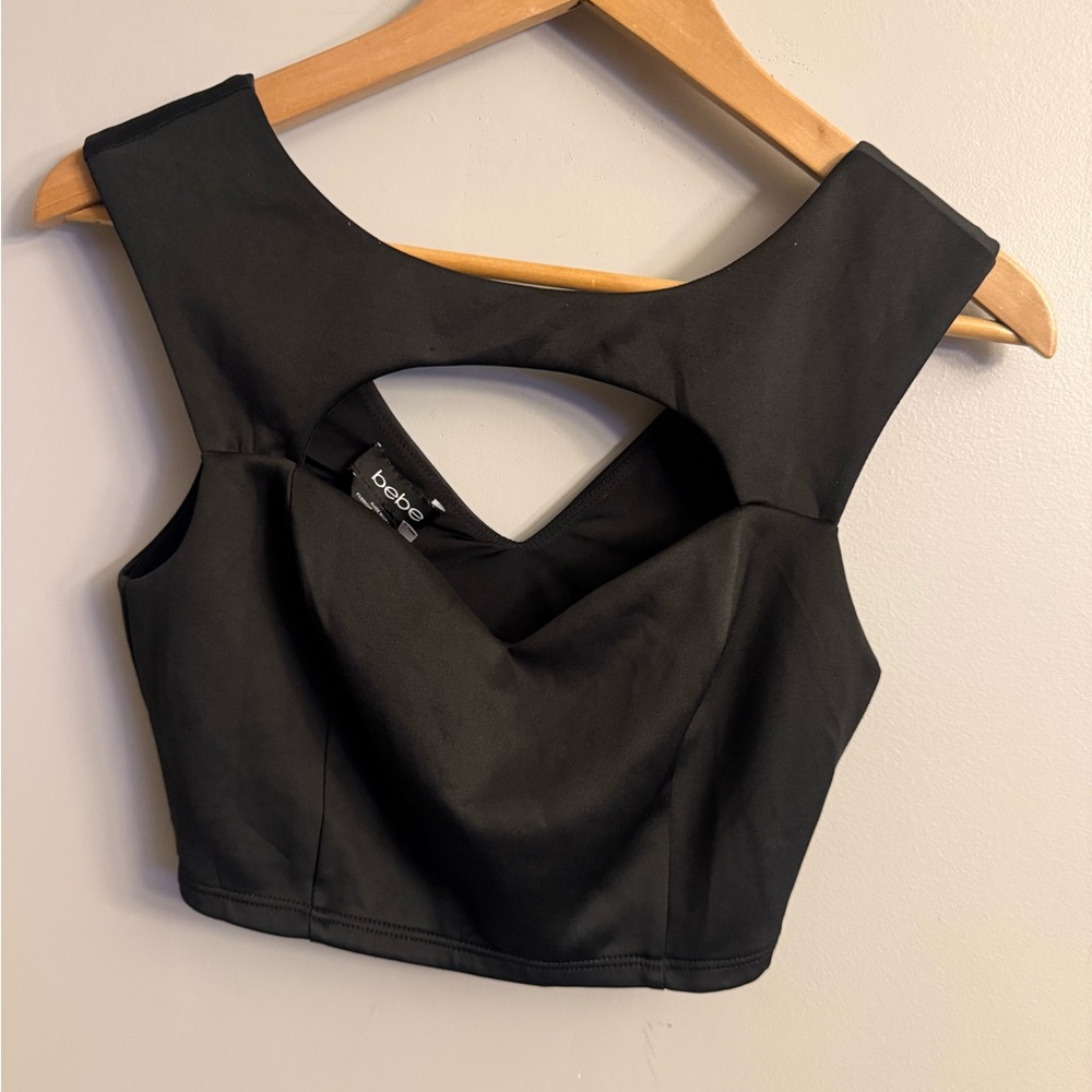 Bebe Black Cutout Crop Top XS Made in USA Club Night Out
